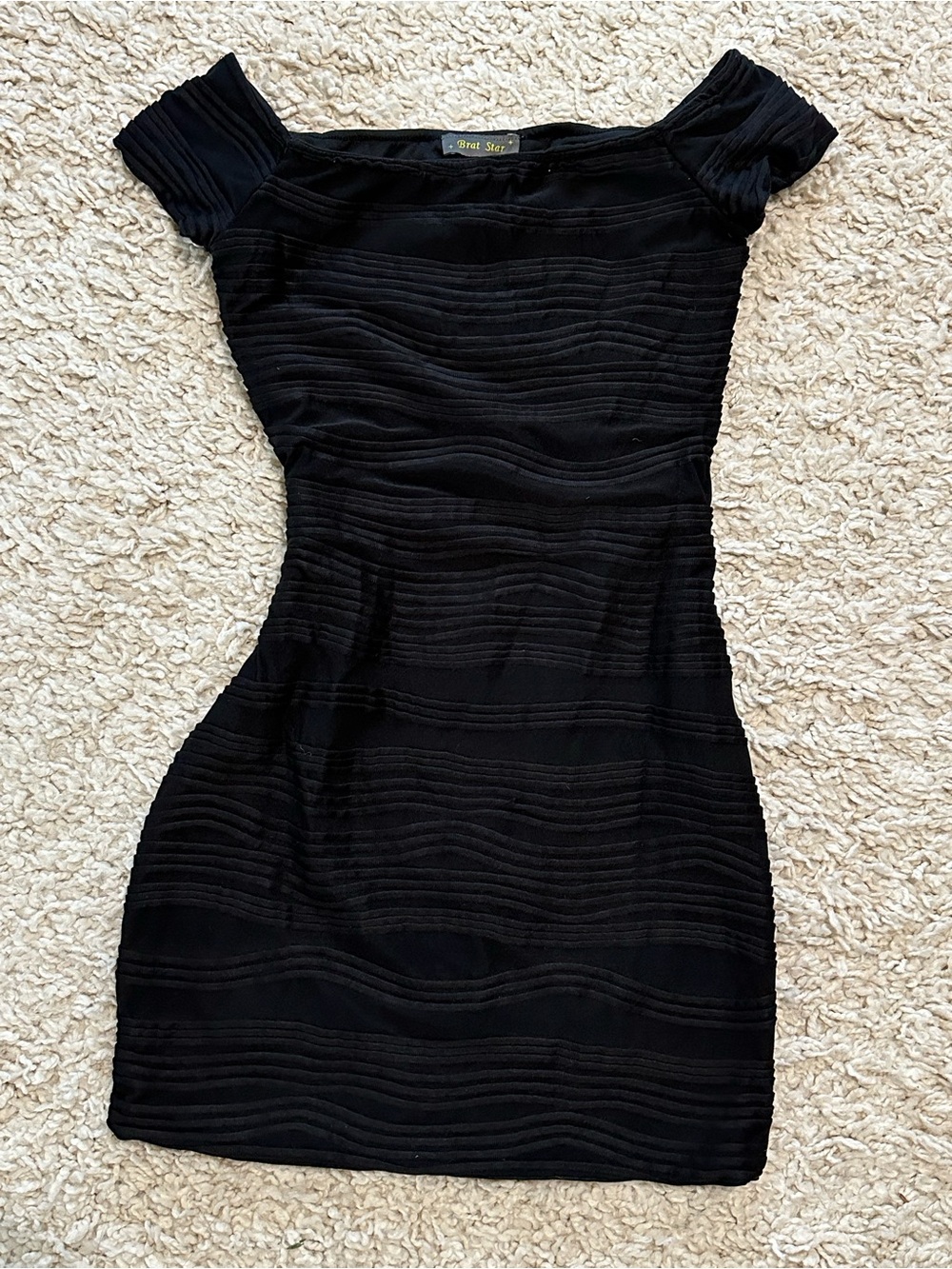 Off-Shoulder Little Black Dress - Fitted